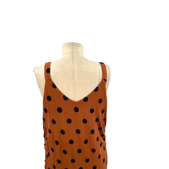 Anthropologie Maeve Midi Dress Ruched Polka Dot Jersey Brown Black Plus Size 1X - Picture 10 of 16